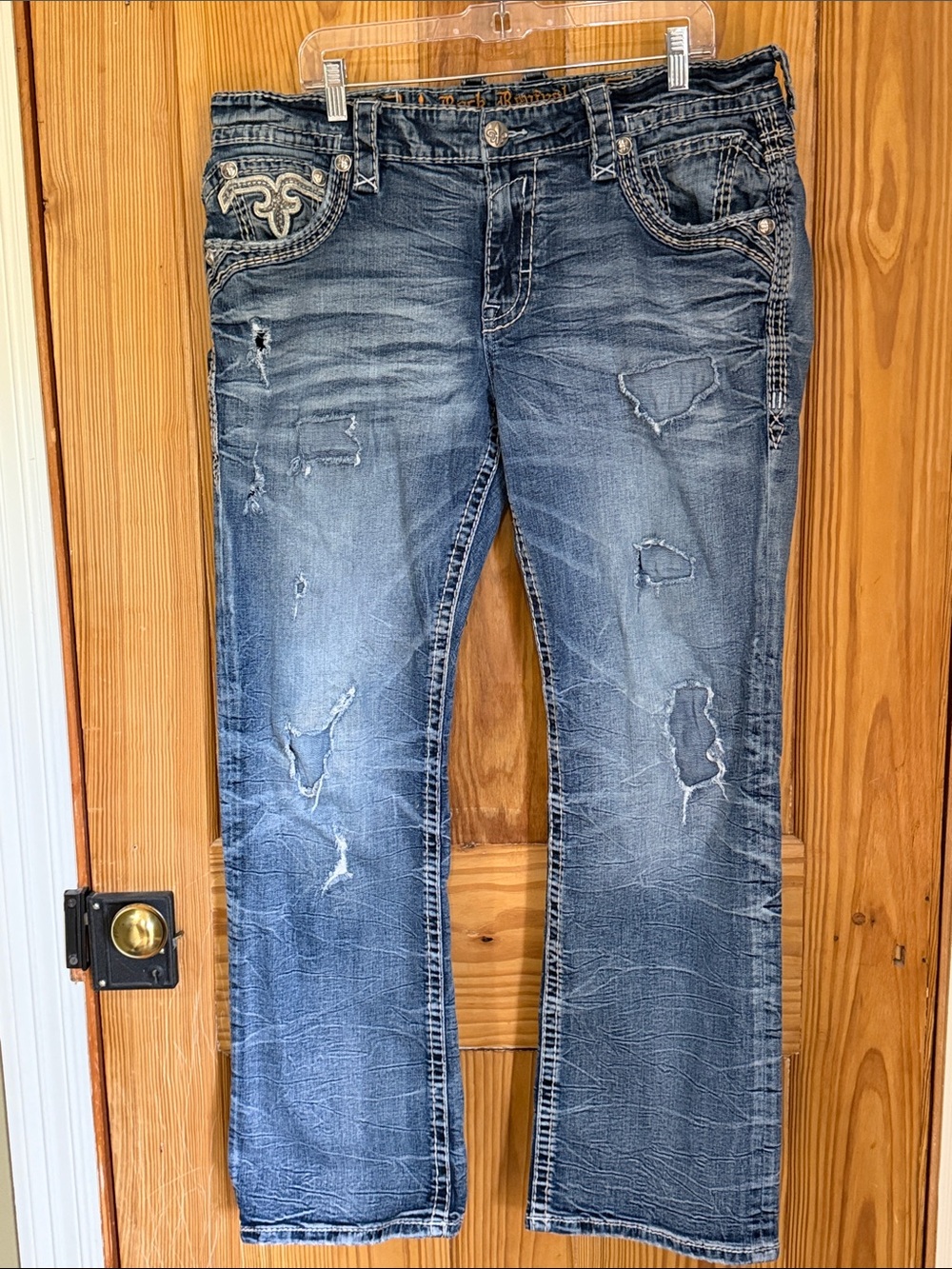 Rock Revival Men’s Storm Gray Boot Jeans ~ 38X32